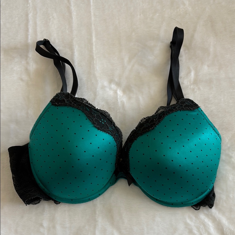 Aerie Sofie Teal and Black Lace Bra